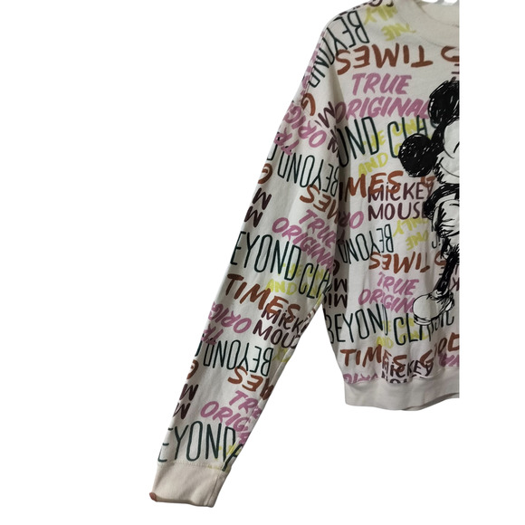 3678)Disney Mickey Mouse All Over Graffiti Print Beyond Classic Sweatshirt L - Picture 2 of 6